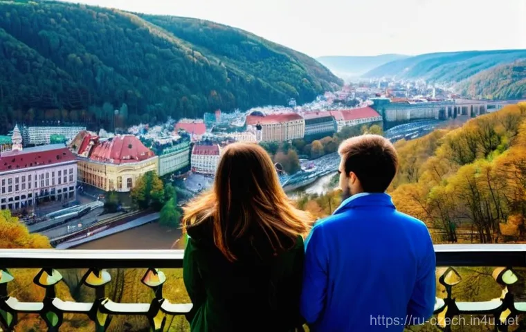 카를로비 바리 온천 여행 - **A serene morning scene at the Mill Colonnade in Karlovy Vary.**
    *   **Subject:** A beautifully...